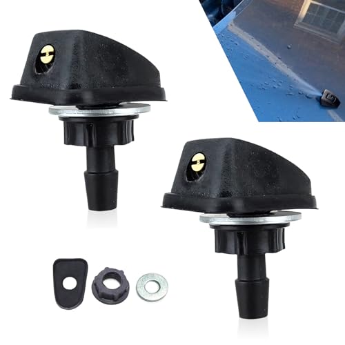 SLIMI 2 PCS Windshield Washer Nozzle, ABS Front Windshield Wiper Nozzles, Single Hole Adjustable Fan-shaped Washer, Universal for Most Cars, Trucks, SUVs (Black)