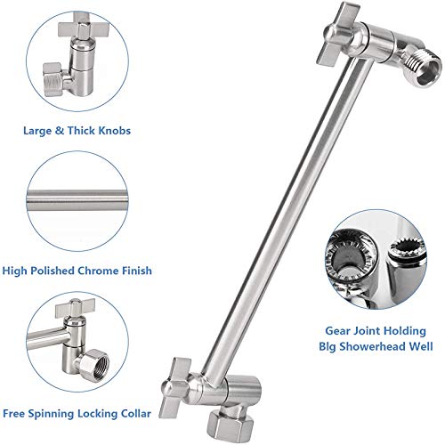 image for Rain Shower Head with 11'' Adjustable Arm, NearMoon High Pressure Stai