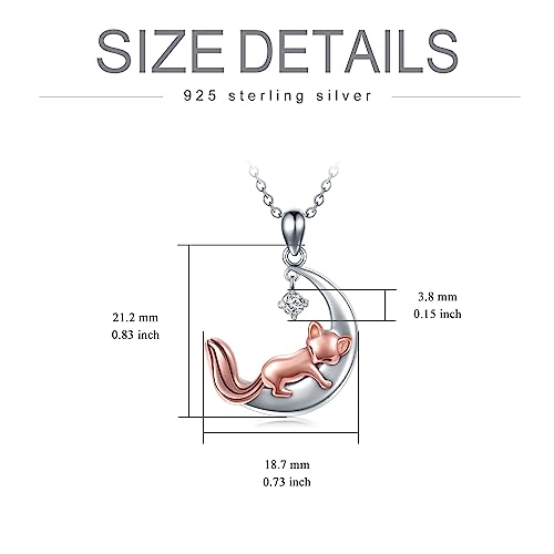 Potopyy S925 Sterling Silver Fox Necklace Fox Jewelry Moon Fox Pendant Jewelry Necklace For Women With Cz Good Luck Animals Fox Gift For Fox Lover Fox Pendant Birthday Gift For Women Teen Girls #TOP5