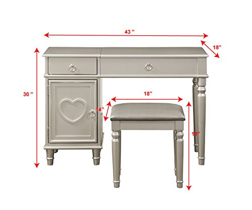 Poundexbobkonaaliceflipupmirrorvanitysetsilver Urban Country Home Decor Poundex bobkona alice flip up mirror vanity set silver urban country home decor