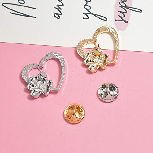 Wll Lovely Hollow Love Heart With Tiny Pet Pawprint Brooch Charm Cat Dog Footprint Lapel Pin (Silver) #TOP2