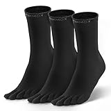 YABAIKE Toe Liner Crew Socks for Men Women - Cool-max Running Five Finger Socks - 3 Pairs
