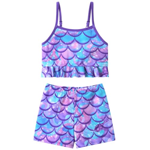 Girls Tankini Swimsuit 2 Pieces Mermaid Bathing Suit Little Girls Summer Beach Rash Guard Swimwear for 3-6 Years
