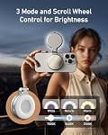 Lumière selfie magnétique TELESIN C03, lumière pour téléphone compatible avec iPhone | CRI97 360° lumière annulaire LED de remplissage avec miroir pour selfies/photographie/TikTok/appels Zoom/vidéoconférence Argent