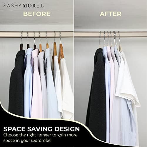 Sasha Morel 20 Pack Velvet Hangers | Non Slip Velvet Hangers For Clothes with Tie Organisers | Space Saving Hangers and 360° Swivel Hooks Wardrobe Storage Organiser