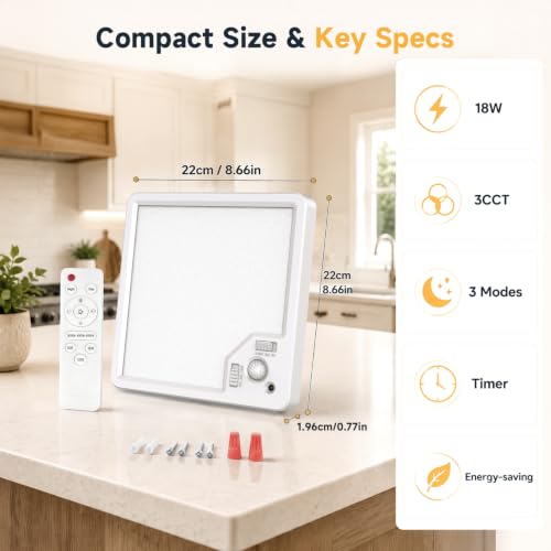 TANBABY Motion Sensor Ceiling Light Indoor Wired, 8.7" Closet Light, 1 Pack - Image 6
