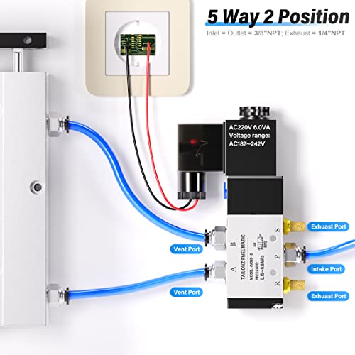 Image of TAILONZ 3 /8 inchNPT Solenoid Valve 5-Way 4V310-10 AC220V