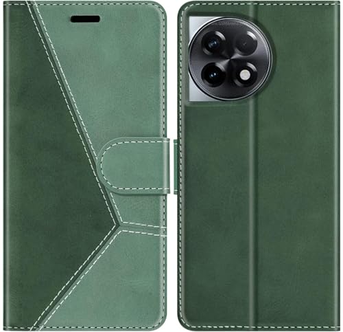 Image of ClickCase Trend Series for OnePlus 11R 5G Leather Wallet Flip Case Magnetic Closure Flip Cover for for OnePlus 11R 5G (Olive Green)