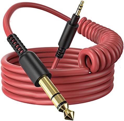 OneOdio Coiled 3.5mm to 6.35mm TRS Stereo Audio Cable, 6.9ft-9.8ft Stretchable, Gold-Plated Connectors, Spring Guitar/Amp/HiFi Aux Cord for Fusion A71