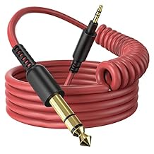 OneOdio Coiled 3.5mm to 6.35mm TRS Stereo Audio Cable, 6.9ft-9.8ft Stretchable, Gold-Plated Connectors, Spring Guitar/Amp/HiFi Aux Cord for Fusion A71