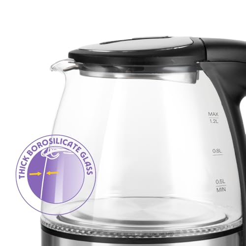 Tetera eléctrica de vidrio Borosil Crystal 1.2L miniatura 2