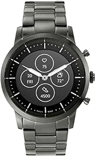 Fossil Men's 42mm Collider Stainless Steel Hybrid HR Smart Watch, Color: Smoke (Model: FTW7009)