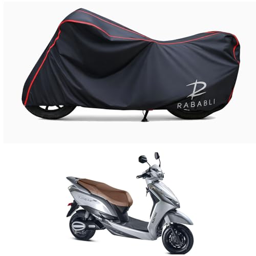 Image of Waterproof Bike Body Cover Compatible for | Ampere Magnus Pro | Taffeta Fabric, Red Piping Design, Bottom Elastic Fit | Dustproof, Sun UV & Rain Protection for All Bikes