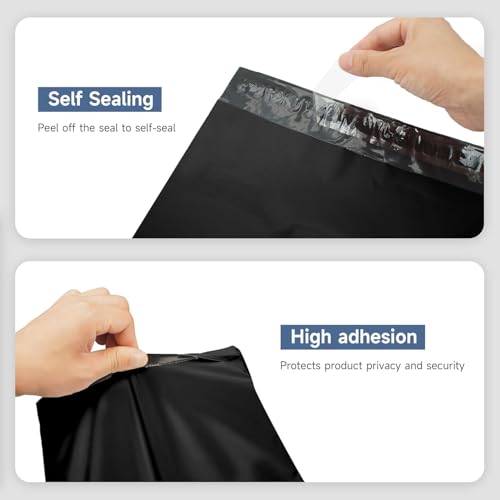 Image of KKBESTPACK 50 Large Poly Mailers 10x13 Shipping Bags for Small Business - Self Sealing Package Envelopes Black