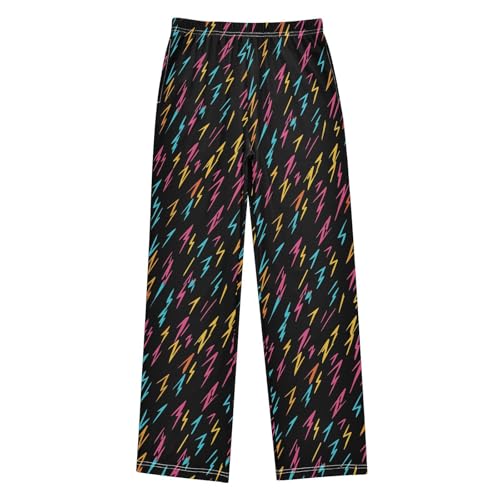 Boys' Pants Colorful Lightning Bolts Long Bottoms Jogger Pants Elastic Waist Trousers with Pockets S-XL
