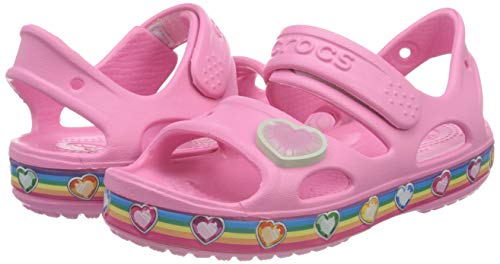 Sandália Crocs Fun Lab Rainbow Sandal K, Crocs, Unissex, Pink Lemonade, 30