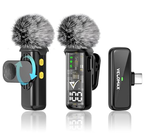 Image of VELOMAX Mic for YouTube Wireless, Active Intelligent Noise Reduction Wireless Mic for YouTube, Magnetic Clip Mini Wireless Microphone, Ideal for Video Recording & Content Creators (Dual Channel)