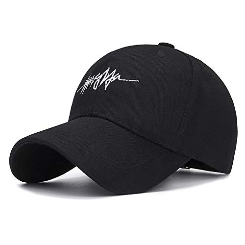 Preisvergleich Produktbild Axlgw Damen Herren Baumwolle Liebhaber Elektrokardiogramm Stickerei Baseball Cap Casual Unisex Hüte Vier Jahreszeiten Snapback Cap Hat-schwarz_verstellbar