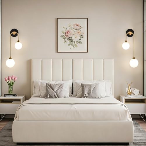 Vevfaey Mid Century Modern Wall Sconce Set of 2 Black and Gold Milk Glass Sconces with Double Ball Hardwired Wall Light for Bedside Bedroom Bathroom Living Room Corridor G9 Base (Bulbs Not Included)