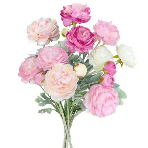 FINEVERNEK Lot de 5 Bouquets de Pivoines Artificielles, Pivoines Artificielles en Soie à 3 Têtes, Grandes Fleurs Artificielles 51 cm, Pivoine Artificielle...