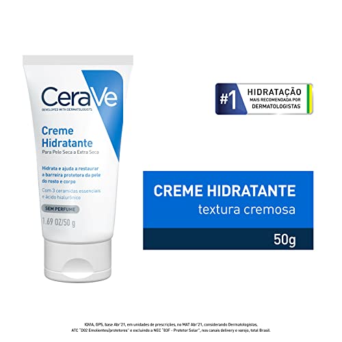CeraVe, Creme Hidratante Corporal, com textura Cremosa e Ácido Hialurônico, 50g