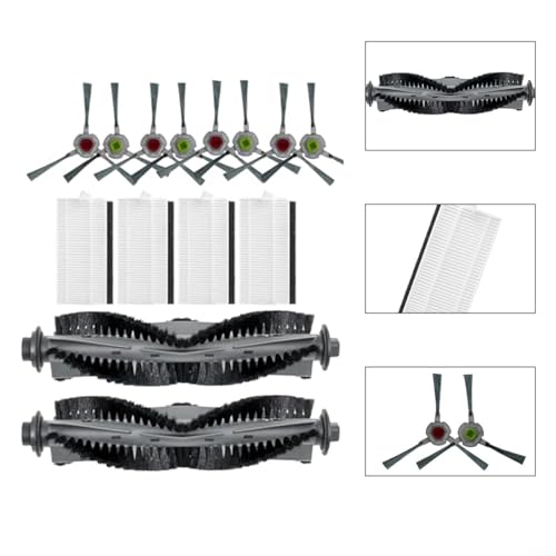 Withtalentto Kehrroboter Zubehör Set, Staubsauger Ersatzteile mit 2 Hauptrollenbürsten, 4 Filtern, 4 Seitenbürsten für AIRROBO – Bild 4