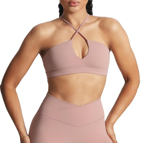 Image of Aoxjox Women's Workout Sports Bras Jamie Deep V Fitness Training Gym Bra Yoga Crop Tank