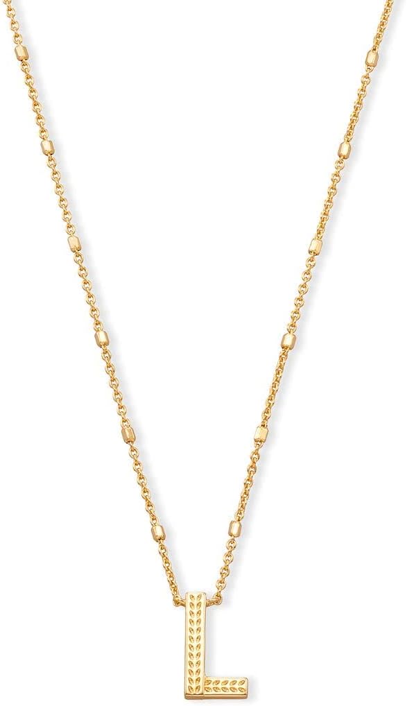 Letters A-Z Pendant Necklace for Women, Fashion Jewelry, Rhodium-Plated Brass