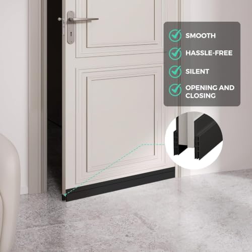Image of TEKCOOL Silicon Door Bottom Sealing Strip | Self Adhesive Gap Filler Rubber | Door Bottom Sealing Strip Guard | Protector from Cockroach, Insect, Bugs, Air & Dust | (39 Inch, Black);