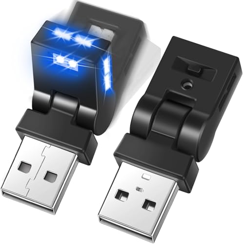 Frienda 2 Pcs Mini USB LED Light Car LED Interior Lighting 5v RGB Foldable Ambient Lighting Adjustable 8 Color and Brightness Smart USB Night Lamp for Cars Laptop Keyboard (USB-A)