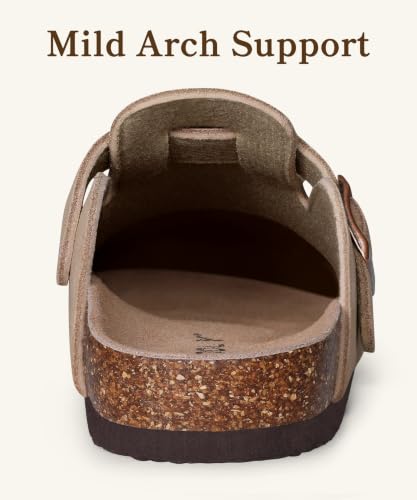 Image of ODOLY Genuine Suede Clogs for Women Men Comfort Cork Footbed Potato Shoes