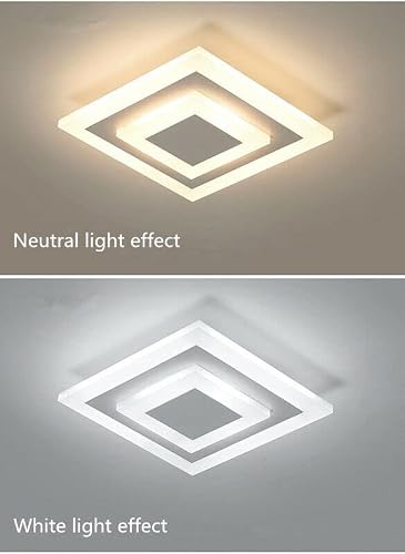 Xuaniiil Square Hallway Light, Modern Flush Mount Led Ceiling Light, 3 Color Light Acrylic Close To Ceiling Lights For Bedroom Dining Room Kitchen Balcony Bathroom Aisle Ceiling Lamp #TOP7