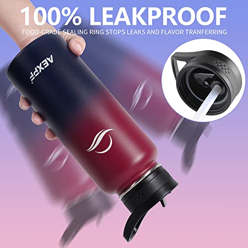 Aexpf 32 Oz Water Bottles With Sleeve, Metal Thermos Water Bottle With Straw, Reusable Leakproof Water Jugs For Drinking, Insulated Water Flask For Gym Camping, Ruby Red Na #TOP3