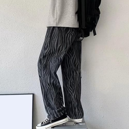 DGHM-JLMY Mens Elastic Waist Drawstring Jeans Hip Hop Trendy Stripe Wide Leg Denim Pants Regular Fit Straight Casual Jean4