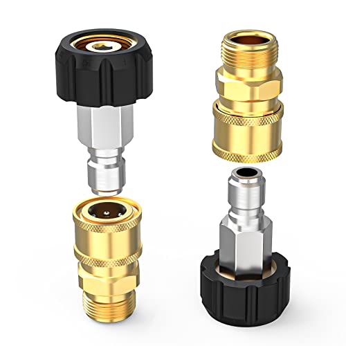 Twinkle Star Pressure Washer Quick Connect Fittings, Quick Connect Kit M22 14Mm To 3/8 Inch, 4 Pieces #TOP7