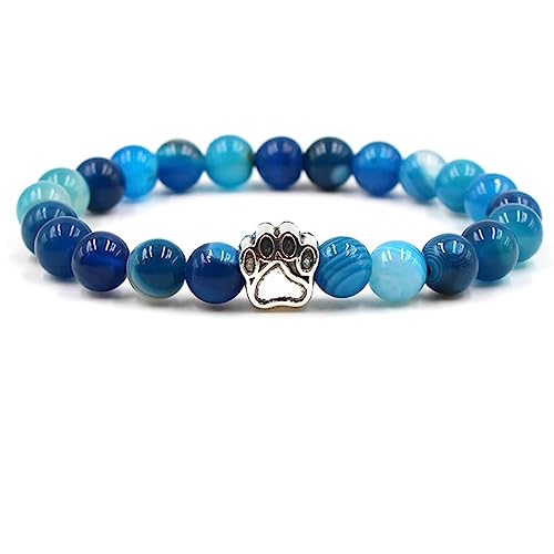 Bijoux en pierre naturelle de 8mm avec pendentif patte, cadeau idéal couple et yoga