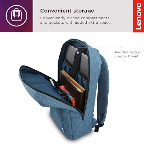 Image of Lenovo Casual Laptop Backpack B210-15.6 inch - Padded Laptop /Tablet Compartment - Durable and Water-Repellent Fabric - Lightweight - Blue (Pack of 3)