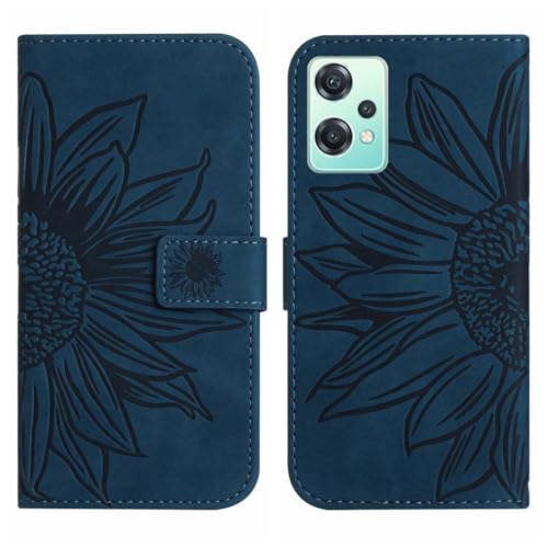 Rfvzubemok Compatible with Realme V25 5G Cover,Compatible with Realme 9 Pro 5G Flip Kickstand Card Slots Magnetic Closure Phone Case Blue