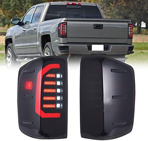 LED Tail Light Assembly for 2014-2018 Chevy Silverado 1500, 2016 2017 2018 2019 Chevy Silverado 2500HD 3500HD Smoked Rear Taillight Lamp with Brake Turn Signals Reverse Light Driver &Passenger Side