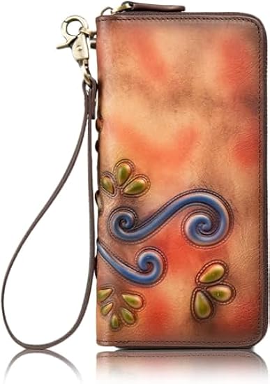AMVIKS] 財布、レザー財布、女性携帯電話パック、カード ポケット マルチカラー AMVIKS] レディース マルチカラー レザー ウォレット  携帯電話財布 ジップアラウンド リストレット クラッチ RFID ブロッキング [AMVIKS] レディース マルチカラー レザー ウォレット 携帯電話財布 ジップアラウンド リストレット クラッチ RFID ブ