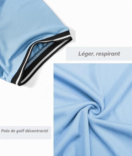JACKETOWN Lot de 3 Polo pour Homme Polo de Golf Manches Courtes Léger T Shirt Travail avec Boutons Printemps été Chemise Respirant – vue 5