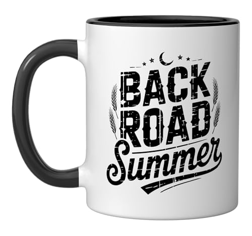 Back Road Summer Country Outdoor Season Lifestyle Identity Ceramic Mug, Black/White
