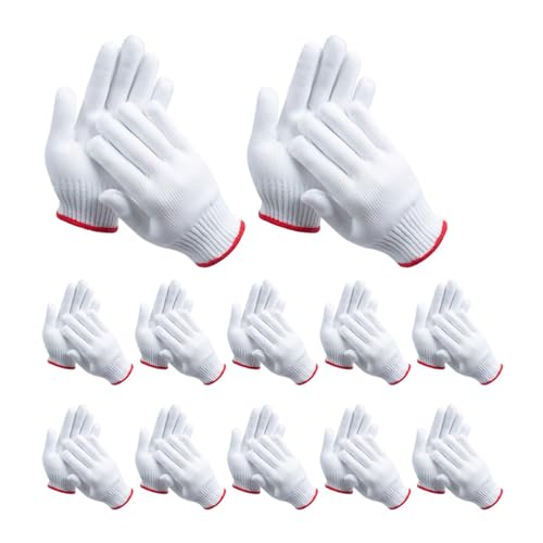 Guantes de trabajo antideslizantes de nylon, 12 pares lavables para protección de manos