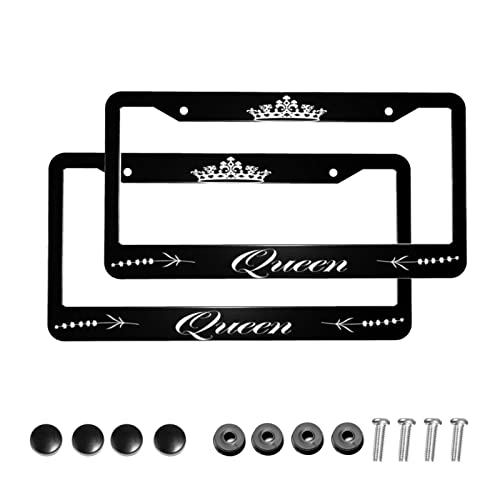 Queen License Plate Frames Crown For Womenlicense Plate Frame Decorative Car Front Aluminum Decor Car Tag Frames 2 Holes Car Accessories 2 Pack 2 Pcs Set Vehicles #TOP19