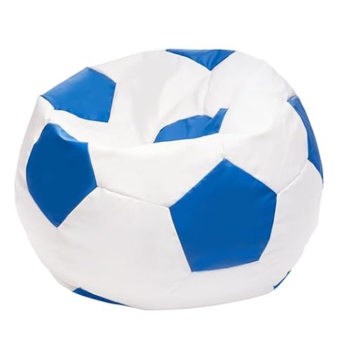 Ecopuf Worek Piłkarski XL - Poduszka Pufa do zabawy trwały materiał - Idealna dla fanów piłki nożnej, dzieci - Beanbag do salonu - Aksamitna pufa - 105x80cm, Jasnoniebieski E10