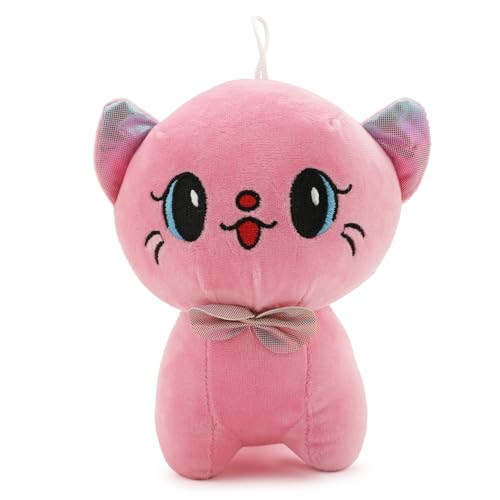 Image of Pink Bow Cat Soft Toy for Kids Stuffed Soft Toy with Cute Hug-Friendly Plush for Babies, Toddlers & Children Safe, Lightweight & Easy to Clean (22CM)