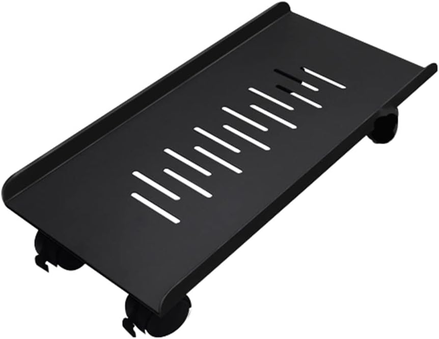 Metal Computer Tower Stand, Mobile CPU Holder, 4 Caster Wheels Computer Tower Stand Carts On Carpet Fits for Most Computer Tower, Gaming PC, PC Holder (Black 40 * 20cm)