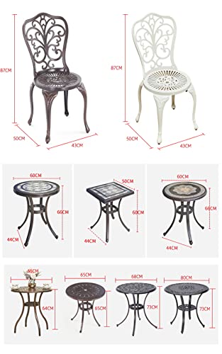 Conjunto de móveis de jardim de 3 peças, conjunto de mesa de alumínio fundido, móveis antigos para p