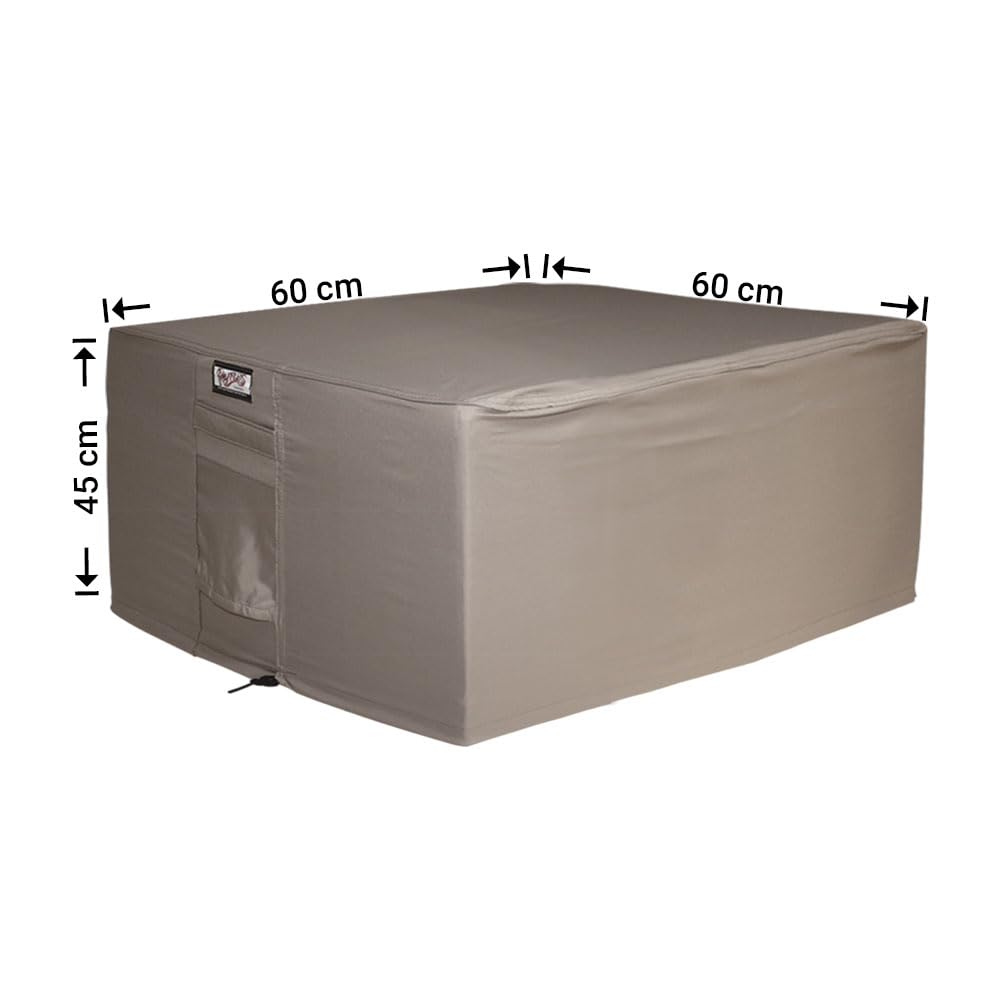 Wetterschutz für Lounge Hocker 60 x 60 H: 45 cm | Atmungsaktiv | Wasserdicht | UV - beständig | Doppelt genähte, PU-versiegelte Naht | Elastischer Kordelzug |