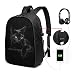 Produktbild Laptop-Rucksack, Business, Reiserucksack für Männer und Frauen, mit USB-Ladeanschluss, Schule, Büchertasche, Computer, passend für 43,2 cm (17 Zoll), schwarze Katze
